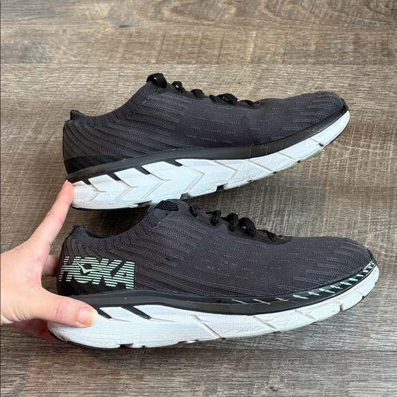Hoka One One Clifton 5 Running Shoes Women 9.5 Gray Green Knit Athletic READ - Picture 5 of 11